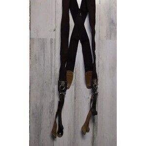 Vintage Suspenders Elastic and Leather w/Buckles Button Attached  no Brand Tag